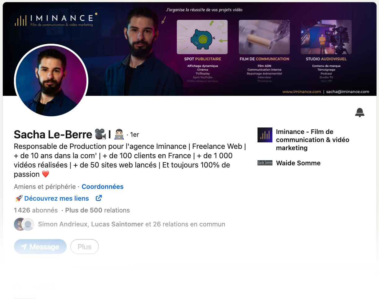 Iminance - Linkedin de Sacha Le-Berre